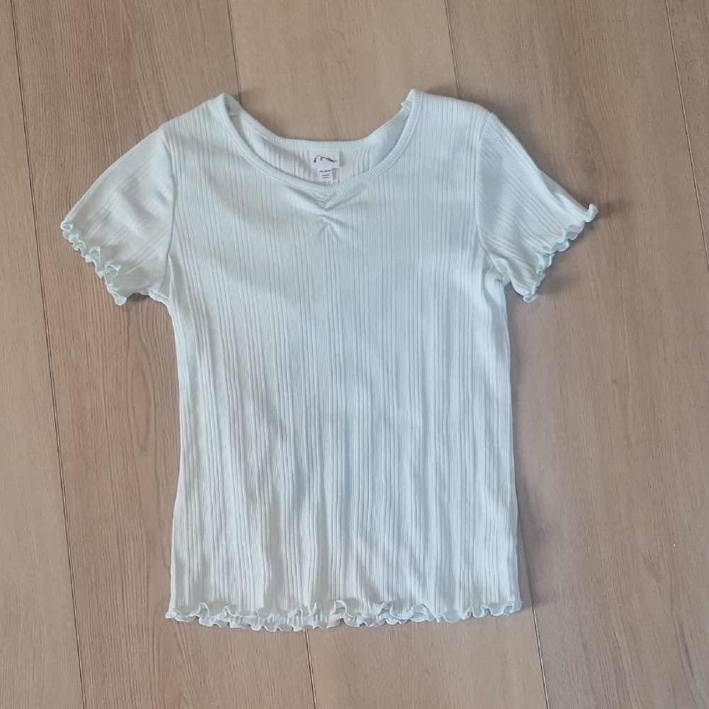 Art Class Soft Blue Ribbed Top